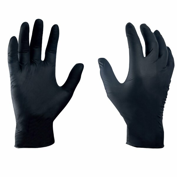 General Electric Nitrile Disposable Gloves, 4 mil Palm, Nitrile, Powder-Free, M, Black GG601M